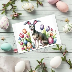 Greyhound Easter Cards, Dog Bunny Ears, Blank Note Set, Rescue Support